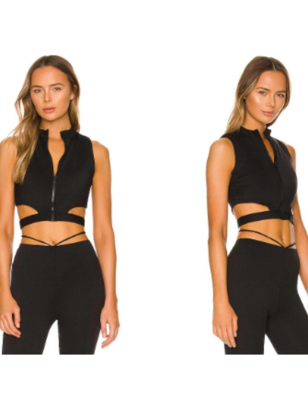 DEVON WINDSOR EMERY CROP TOP CUTOUT FULL ZIP BRA Small $98